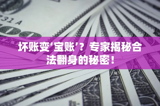 济南坏账变‘宝账’？专家揭秘合法翻身的秘密！